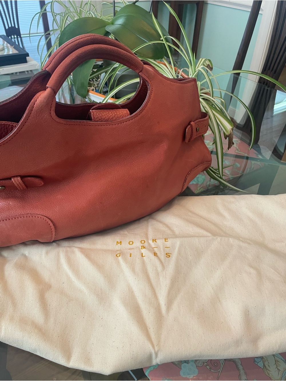 Moore and Giles Womens Leather Shoulder Bag in Rust